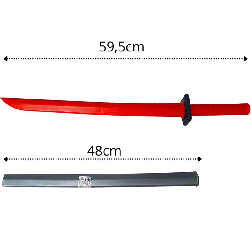Katana Com Bainha Vermelho, Preto E Cinza - LePlastic - Tecidos